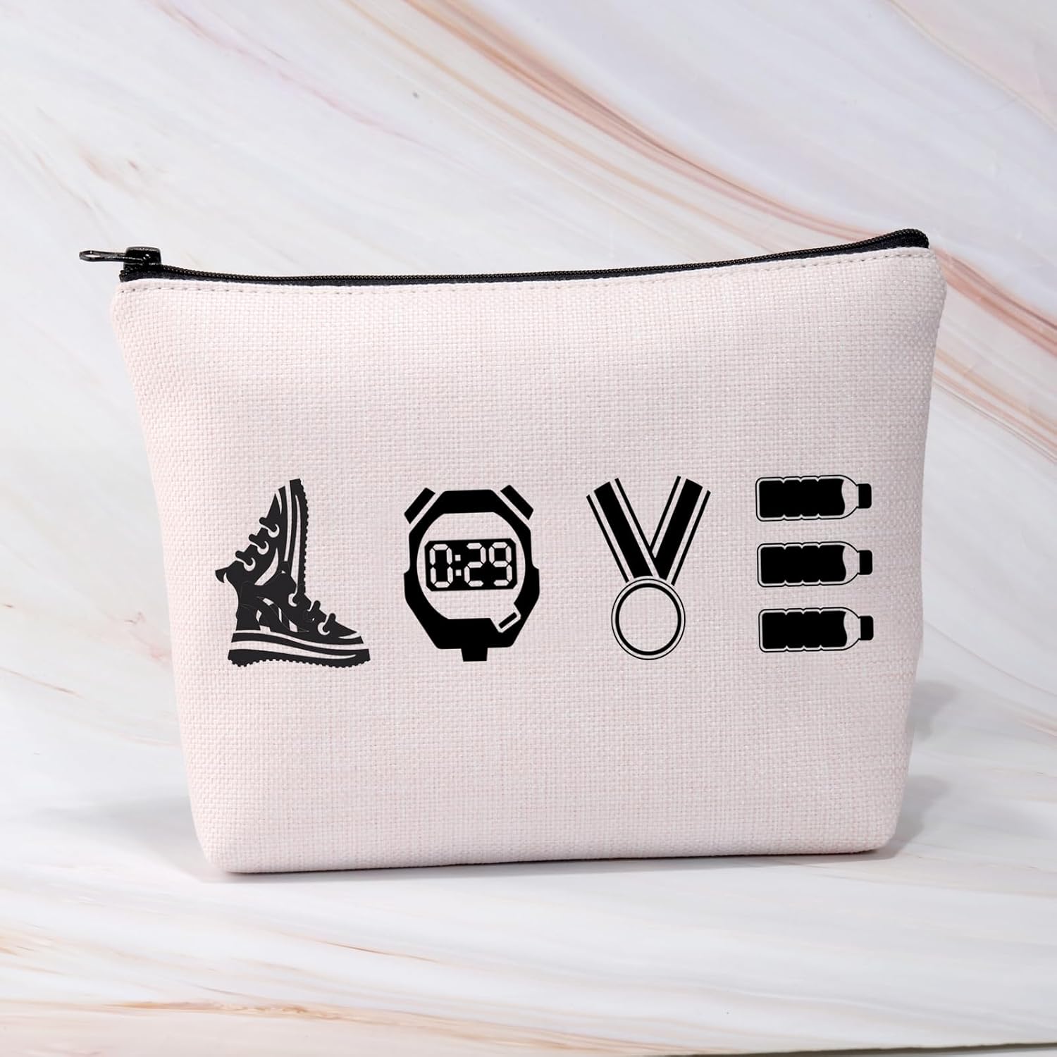 BDPWSS Bolsa de maquillaje para corredores, corredores de maratón, bolsa con cremallera, regalos para correr a campo traviesa, Love Running,