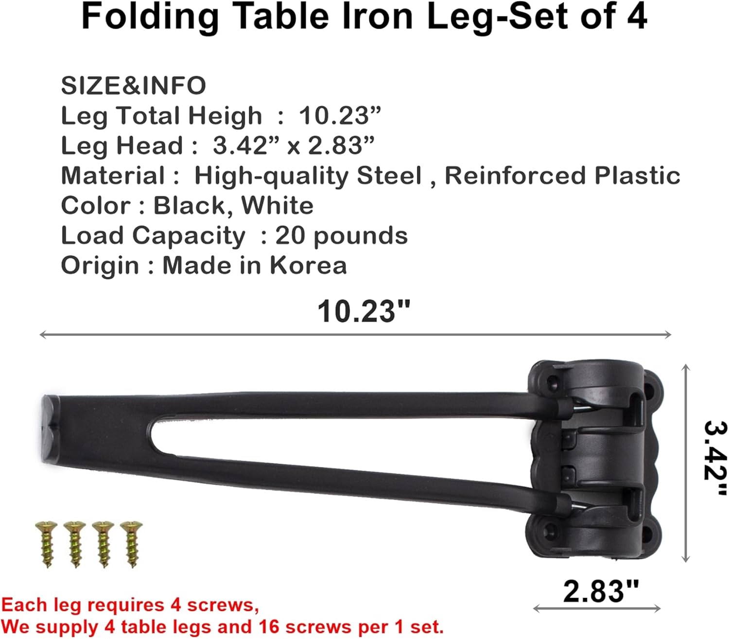 Juego de 4 patas de hierro para mesa plegable, juego de 4 muebles, horquilla lateral, acero resistente, fácil de instalar, hogar, café, té, pequeño,