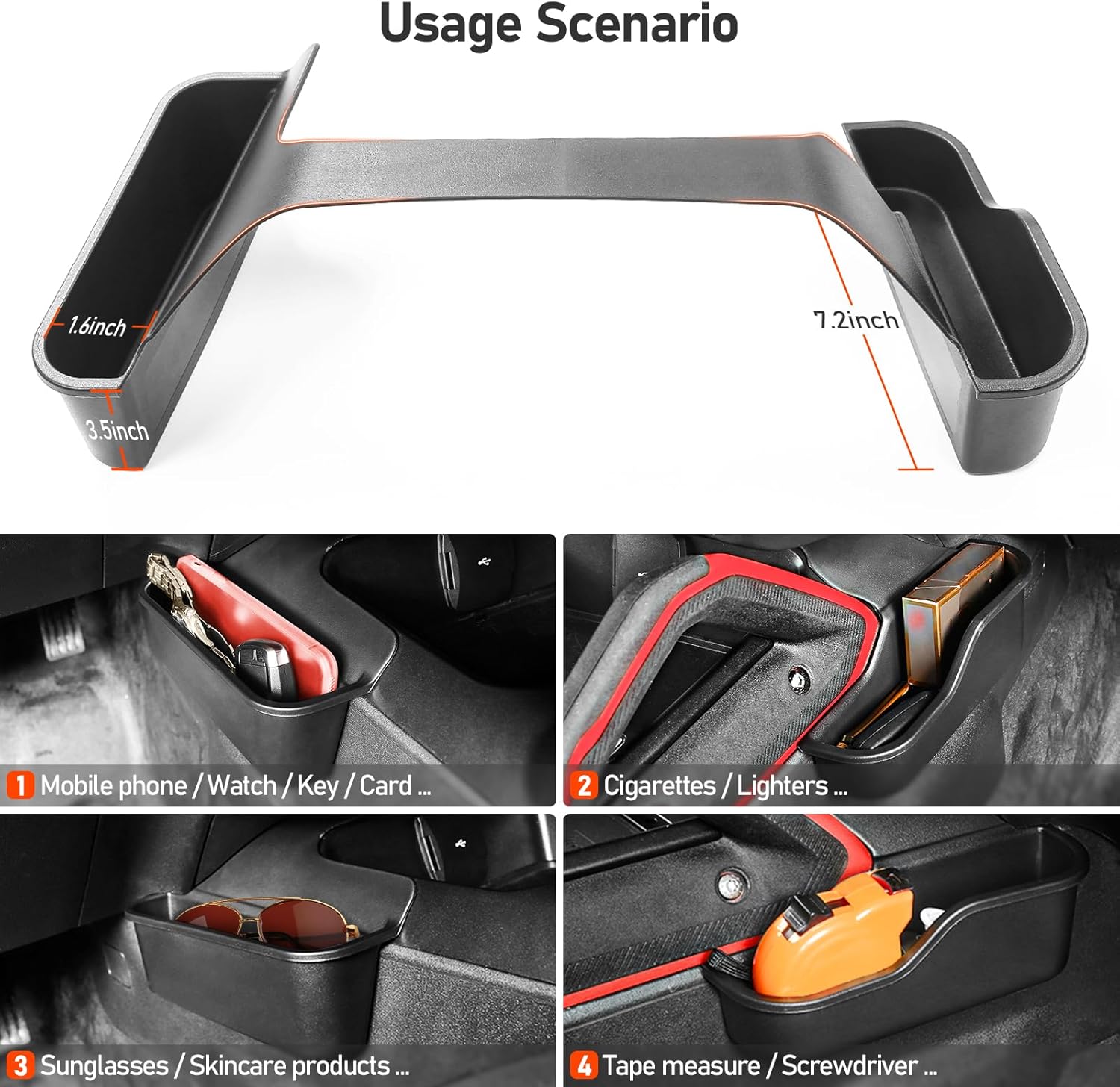 Caja de almacenamiento para palanca de cambios de consola central compatible con Ford Bronco 2021 2022 2023, organizador de consola central, bandeja