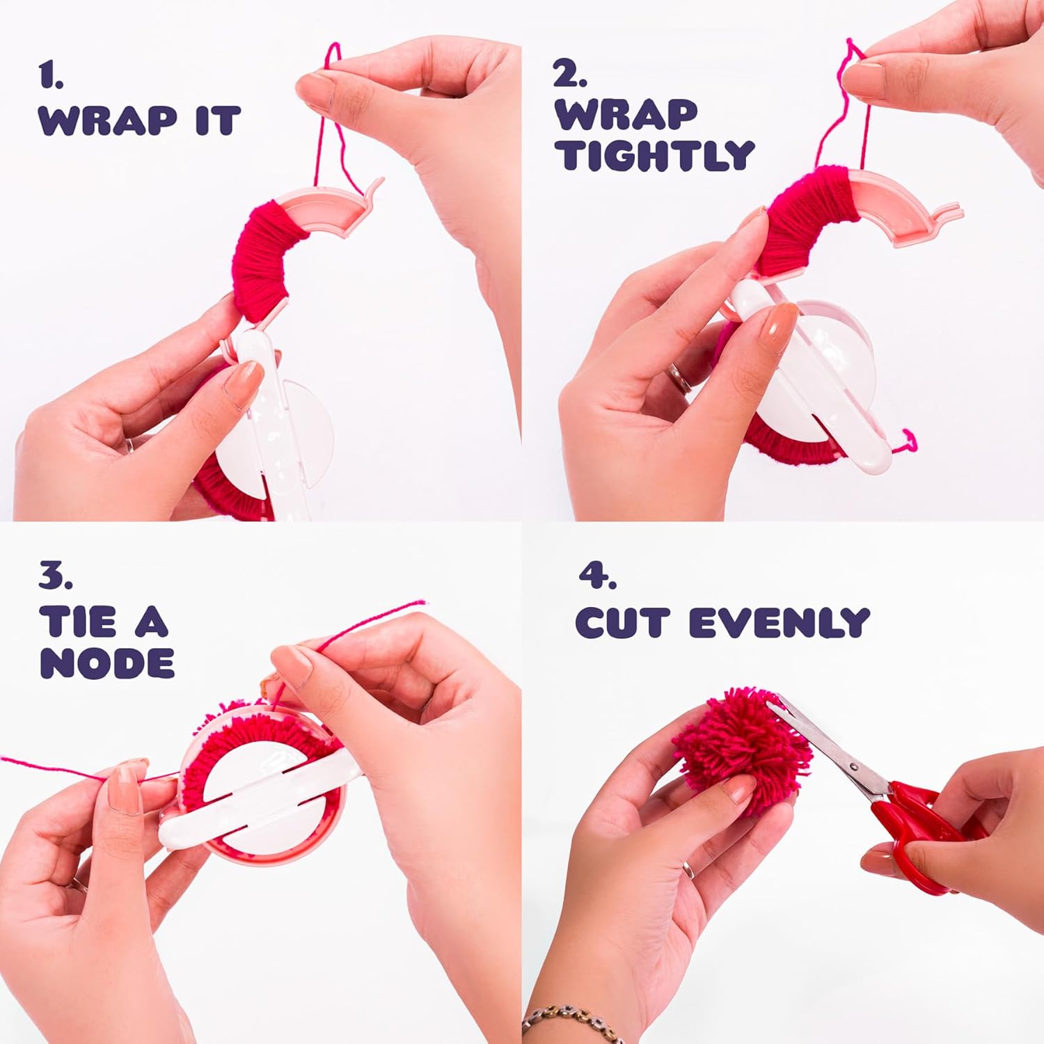 Adeweave 100 pompones multicolor hechos a mano de 1 pulgada para manualidades, pompones de lana de cachemira suaves y esponjosos, ideales para