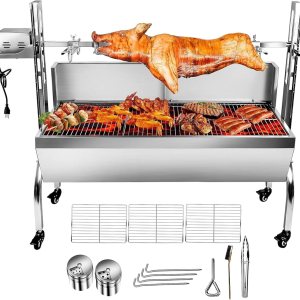 Parrilla asadora de acero inoxidable con protector de cubierta trasera, motor de 25 W, asador de cordero de cerdo pequeño, parrilla asadora de Parrilla asadora de acero inoxidable con protector de cubierta trasera, motor de 25 W, asador de cordero de cerdo pequeño, parrilla asadora de