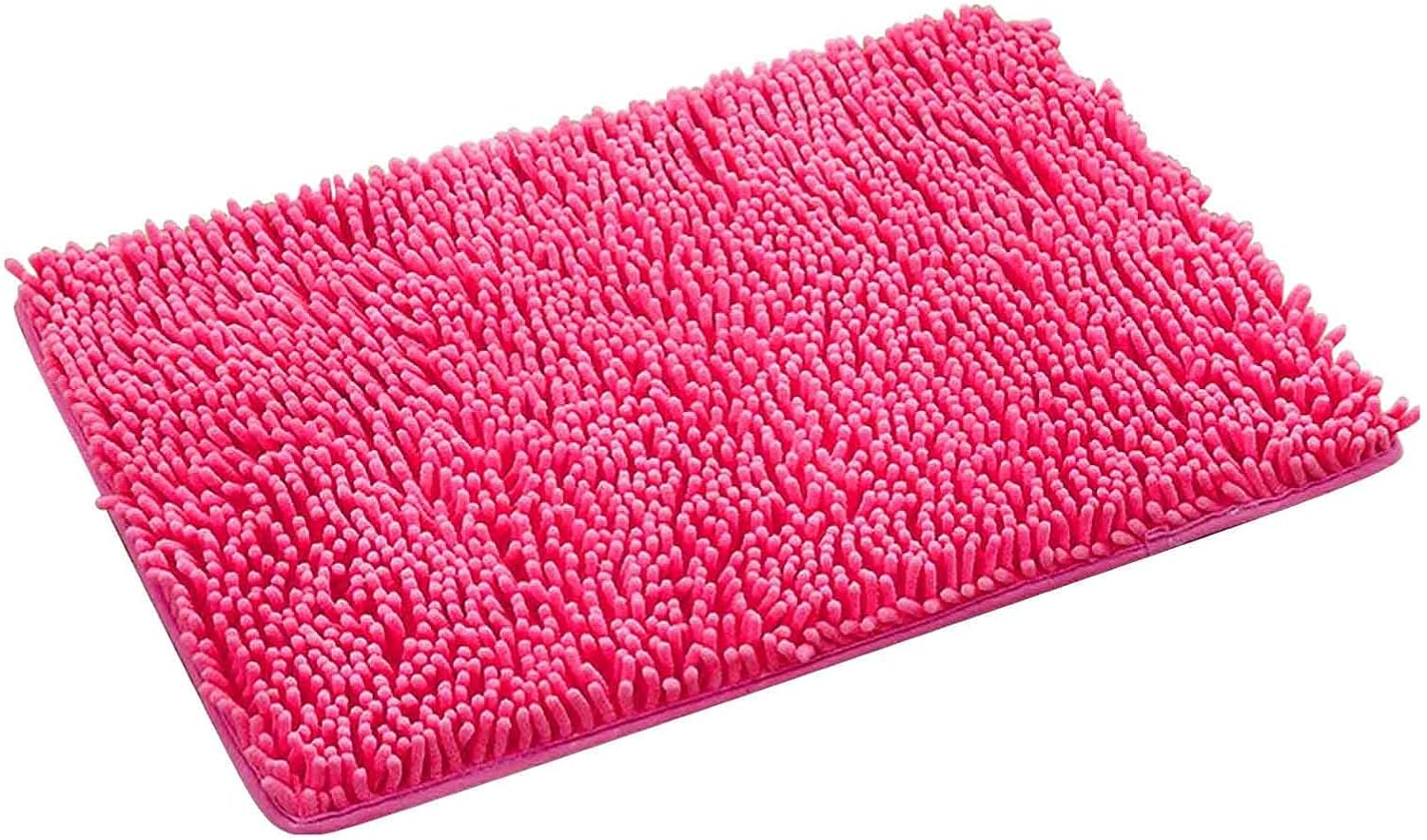 Tapete de ducha absorbente, rosa intenso, antideslizante, suave, cómodo, duradero, grueso, lavable a máquina, cocina y baño, 20 x 12 pulgadas