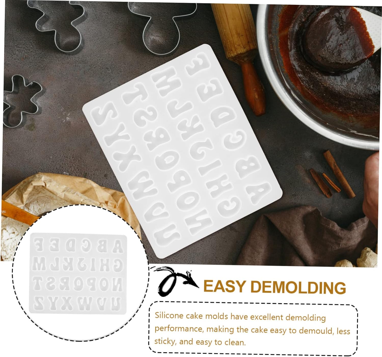 HOMSFOU Letter Stencil Supple Fondant Molds Letter Molds for Chocolate Letter Symbol Molds Baking Supply Silicone Chocolate Molds Candy Making Mold