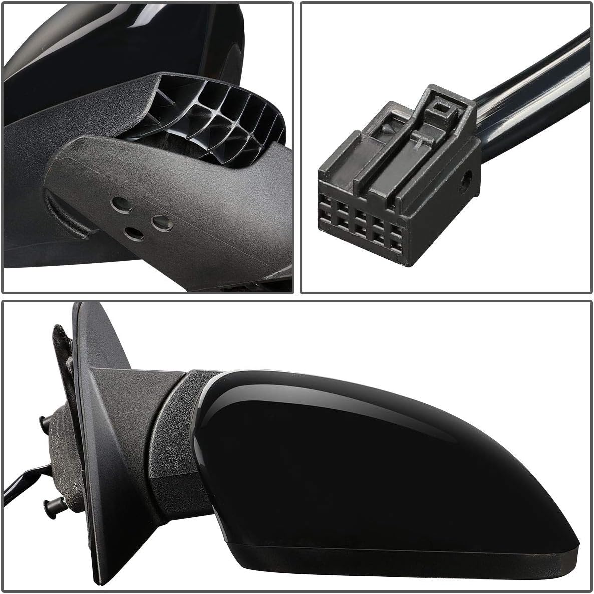 DNA Motoring OEM-MR-CH1321330 Estilo de fábrica Powered+Heated Espejo de puerta lateral derecha, negro