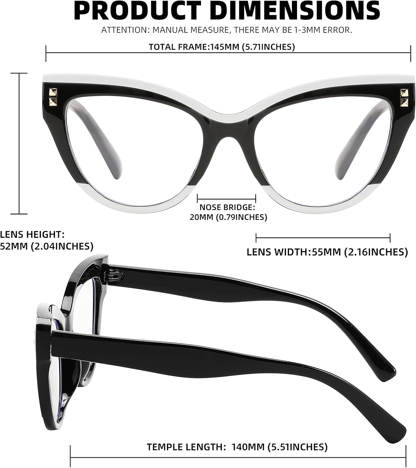 FEISEDY Gafas de lectura de ojo de gato de gran tamaño para mujer, estilo vintage, bloqueo de luz azul, antifatiga ocular B2991