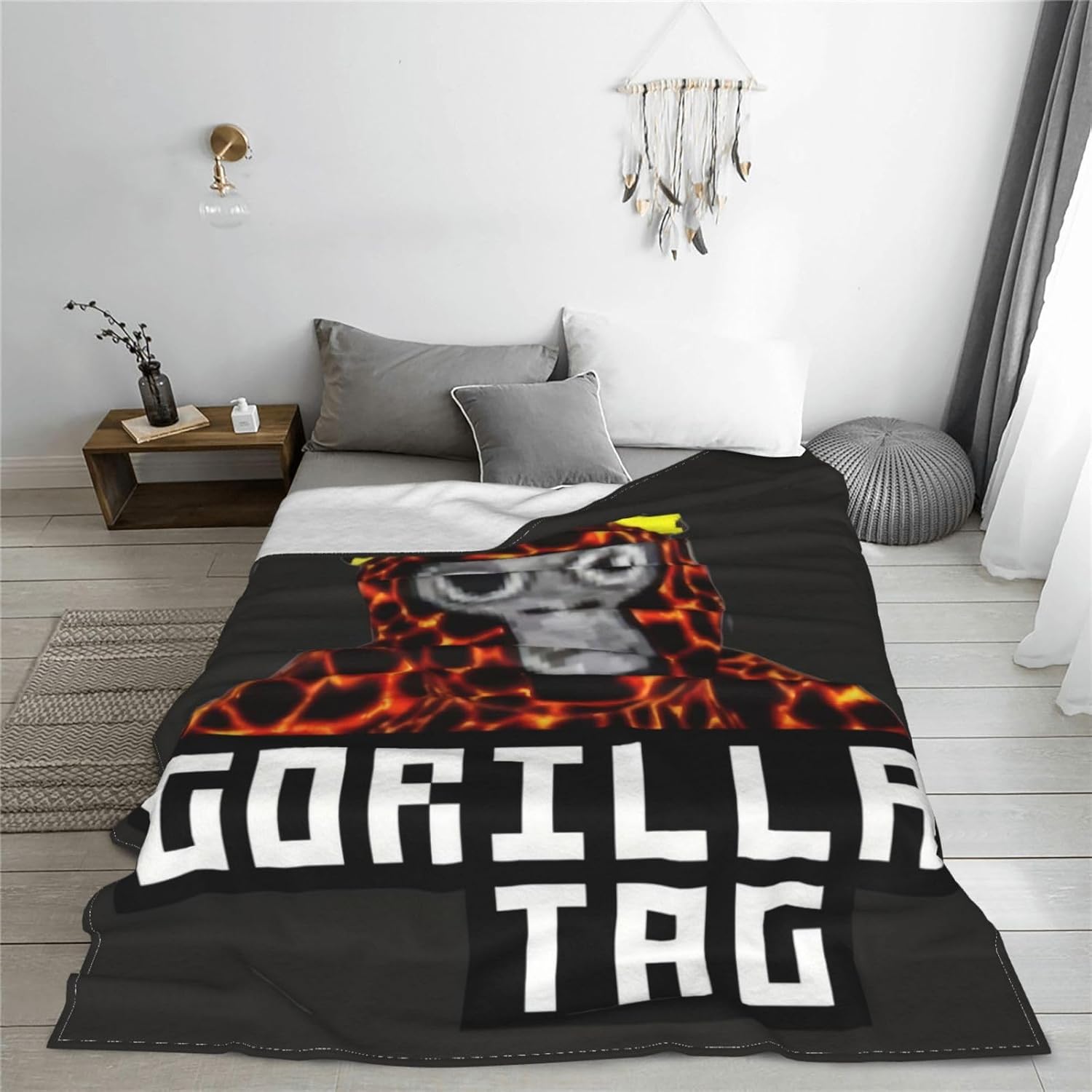 Gorilla Tag – Manta de franela de felpa súper suave y acogedora para sofá de 40 x 30 pulgadas, sofá, dormitorio, campamento y viajes