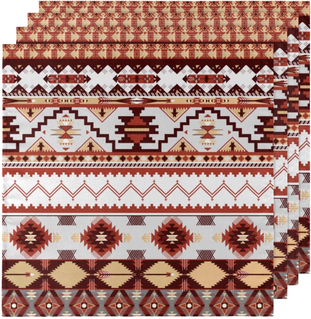 Cloth Napkins Set of 6 Aztec Geometric 20×20 Inch Cloth Napkins Ethnic Pattern Washable Reusable Kitchen Dinner Napkins Table Decor for Wedding,