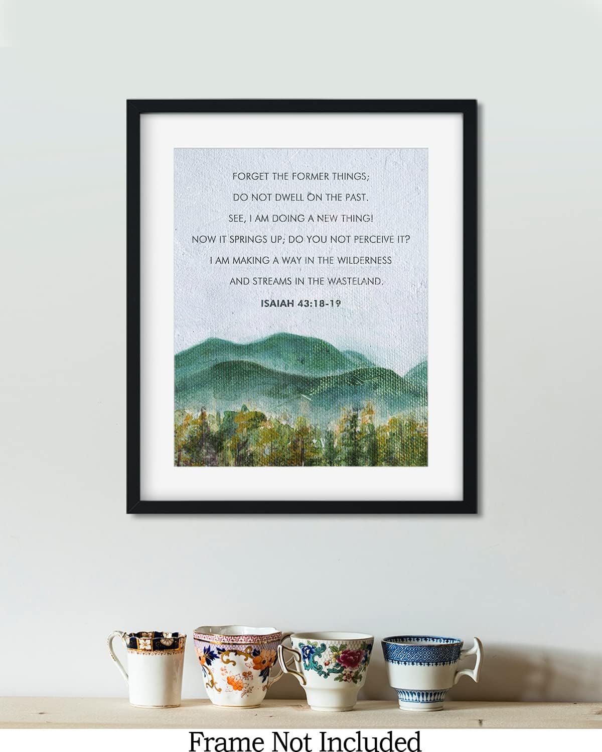 Govivo No te detengas en el pasado  Versículo de la Biblia Isaías 43 18-19  Arte de pared cristiano  Decoración de pared minimalista con acuarelas