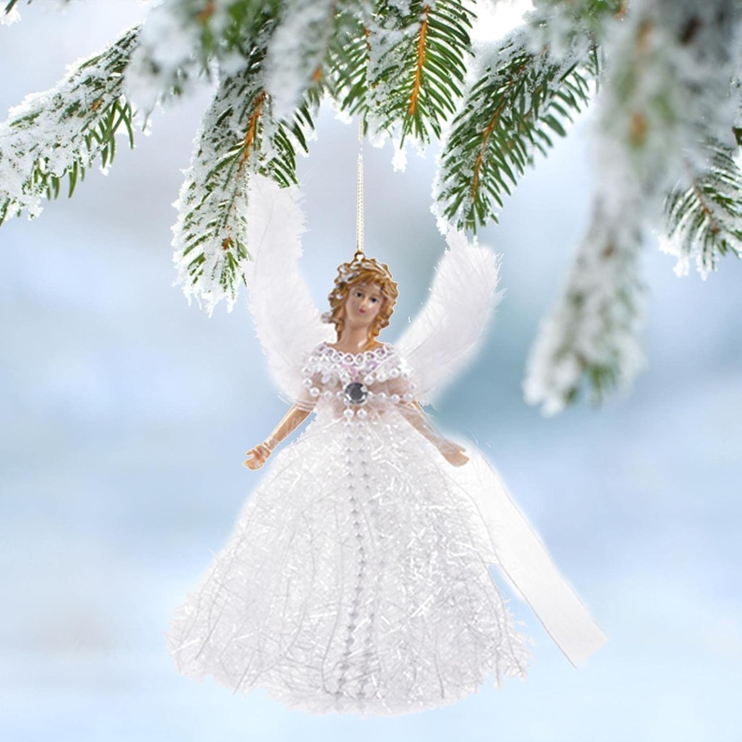 Colgante de ángel decorativo de Navidad con alas de ángel, muñeca de Navidad, mini ángel colgante de árbol de Navidad para decoración de Navidad,