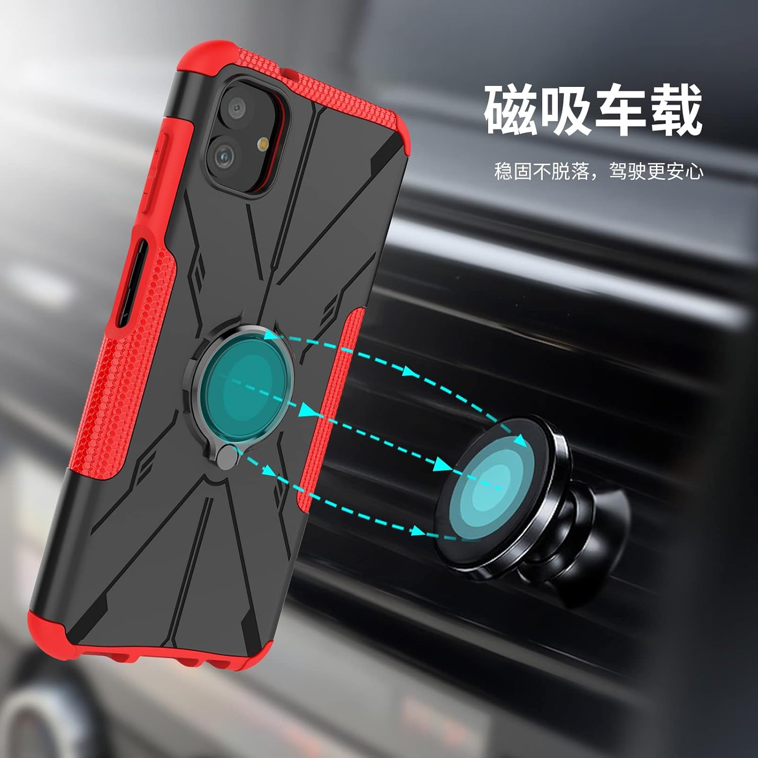 Kukoufey Funda para Samsung Galaxy A04, función atril giratorio de 360, doble capa, a prueba de golpes, para Samsung Galaxy M13 5G