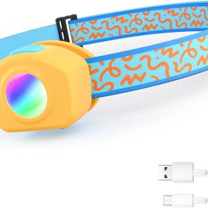 EverBrite Linterna frontal LED recargable para niños con modo RGB y diadema ajustable, 3 modos de faros multicolor para niños, lámpara de cabeza EverBrite Linterna frontal LED recargable para niños con modo RGB y diadema ajustable, 3 modos de faros multicolor para niños, lámpara de cabeza