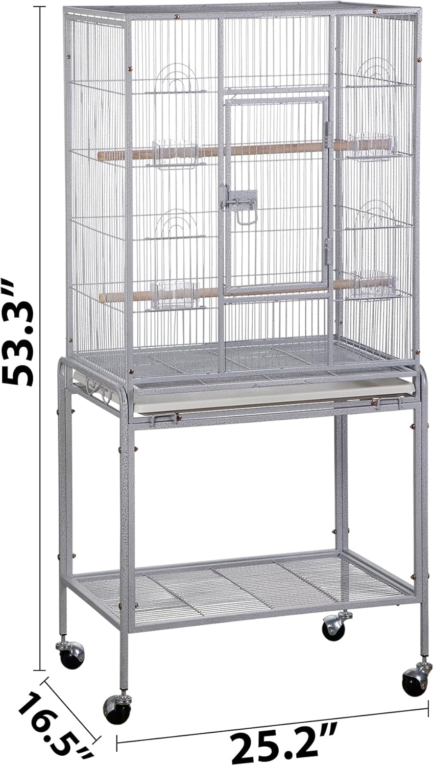 SUPER DEAL Jaula grande de hierro forjado de 53 pulgadas para cacatúas, conure, periquitos, pinzones, Budgie, Lovebird, canario, casa mediana para