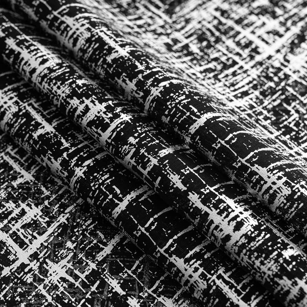 2 paneles de cortinas traslúcidas negras de 63 pulgadas de largo, con estampado de lámina plateada con purpurina para sala de estar, dormitorio,