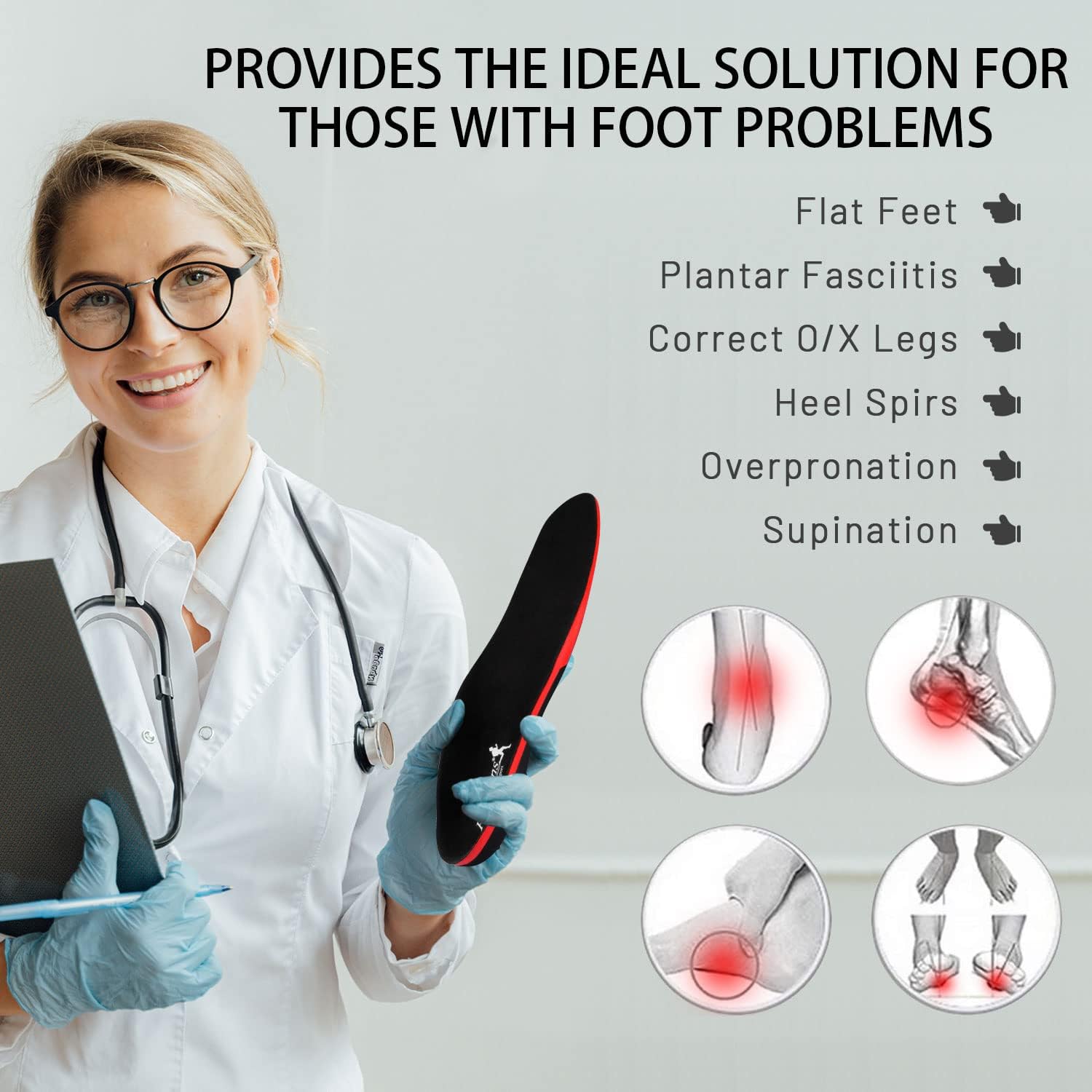RooRuns – Plantillas para fascitis plantar, más de 280 libras, soporte de arco alto, pies planos, plantillas ortopédicas suaves para aliviar el