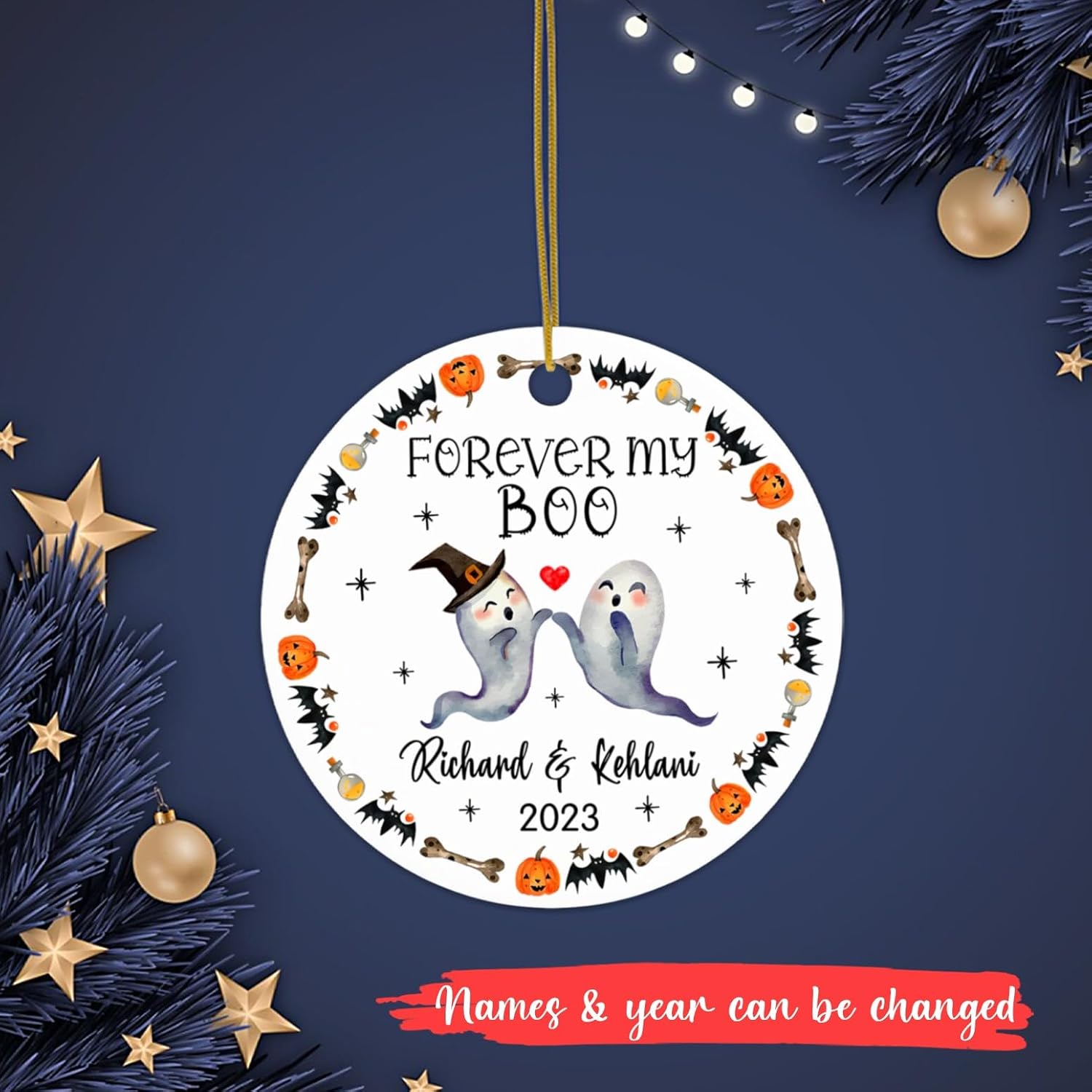 Forever My Boo – Adorno de Halloween para vacaciones, adorno de pareja de Halloween, adorno de Halloween personalizado para pareja fantasma, regalo