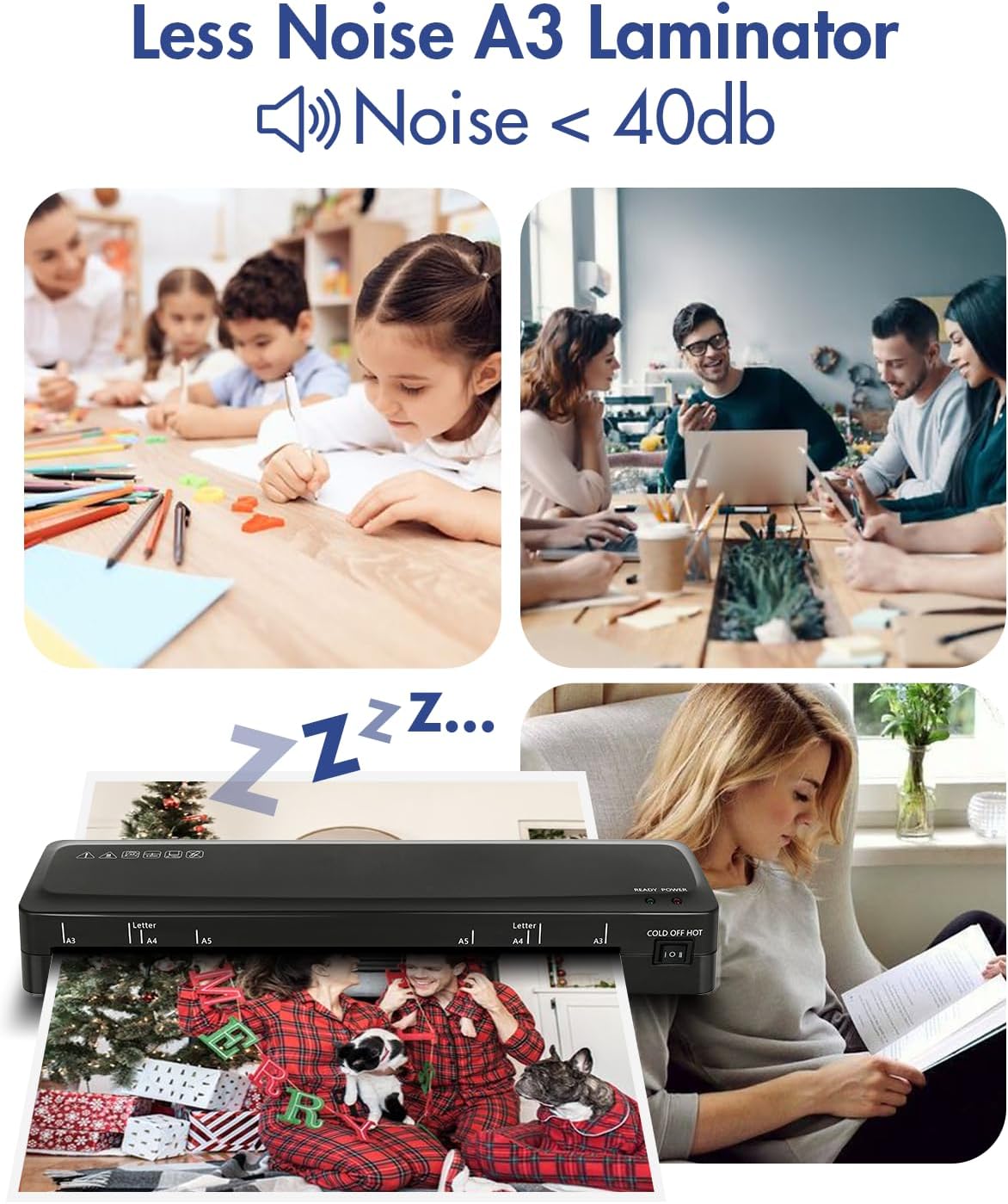 Laminadora A3 Máquina laminadora de 70 segundos de calentamiento rápido, laminador frío y térmico de 13 pulgadas con 20 hojas de laminación, máquina