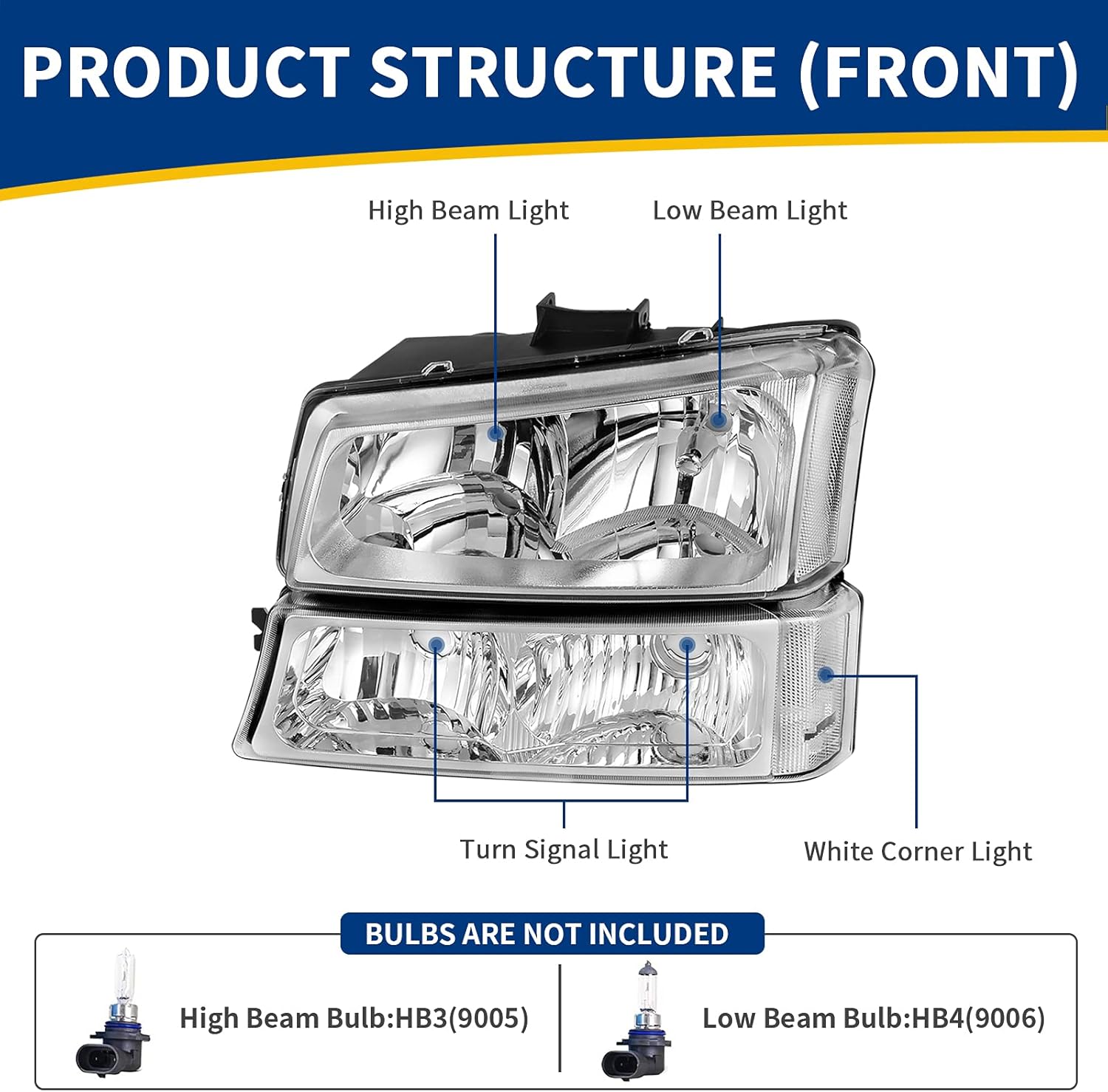 DWVO Combo de faros y luces traseras compatible con Chevy Silverado 1500 250003-06 Silverado 1500 HD 2500 HD 2500 HD 350007 Chevy Silverado Classic