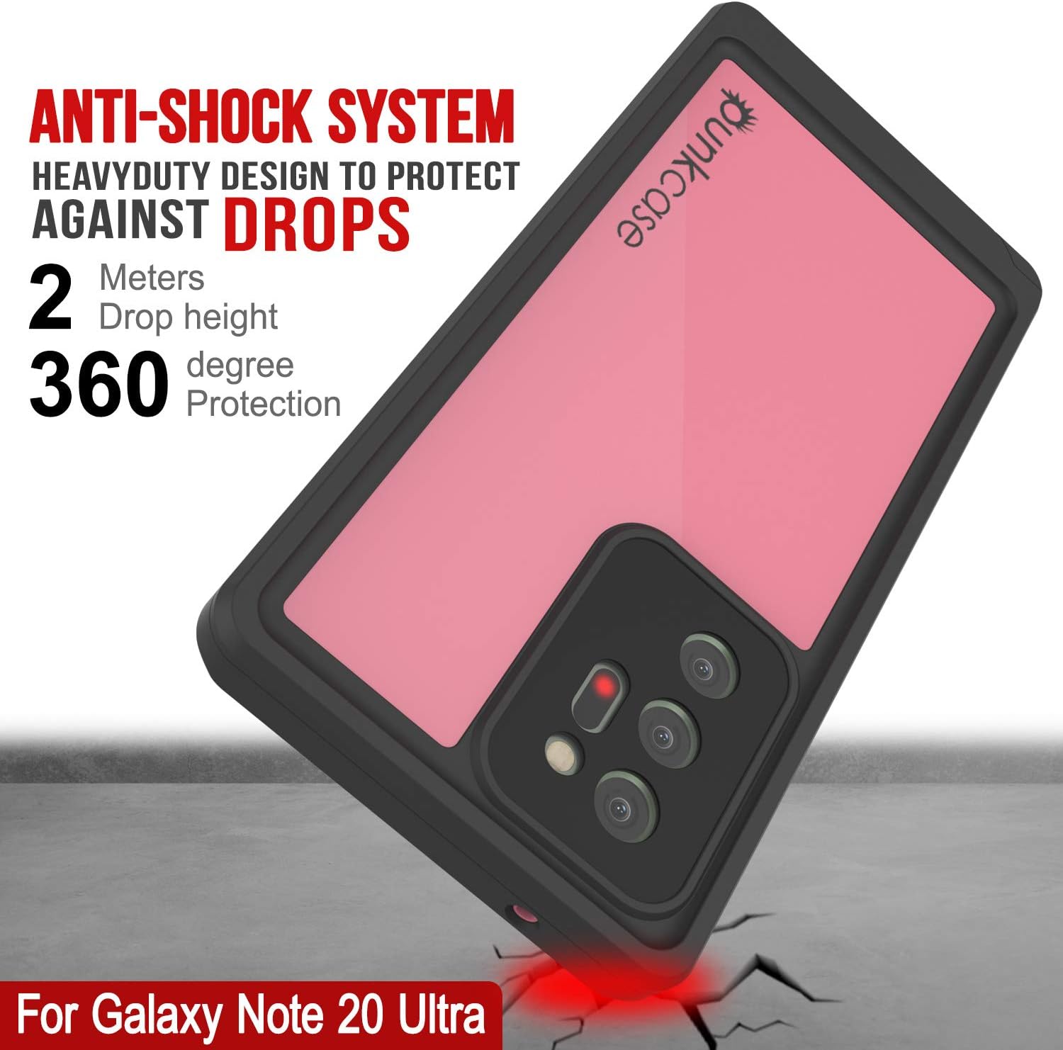 Punkcase Note 20 – Funda ultra impermeable StudStar Series Slim Fit Certificado IP68 A prueba de golpes Resistente a la suciedad A prueba de nieve