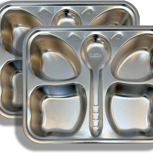 Song & Co Platos de acero inoxidable para niños, diseño de mariposa, perfectos para niños pequeños y niños, juego de 2 Song & Co Platos de acero inoxidable para niños, diseño de mariposa, perfectos para niños pequeños y niños, juego de 2