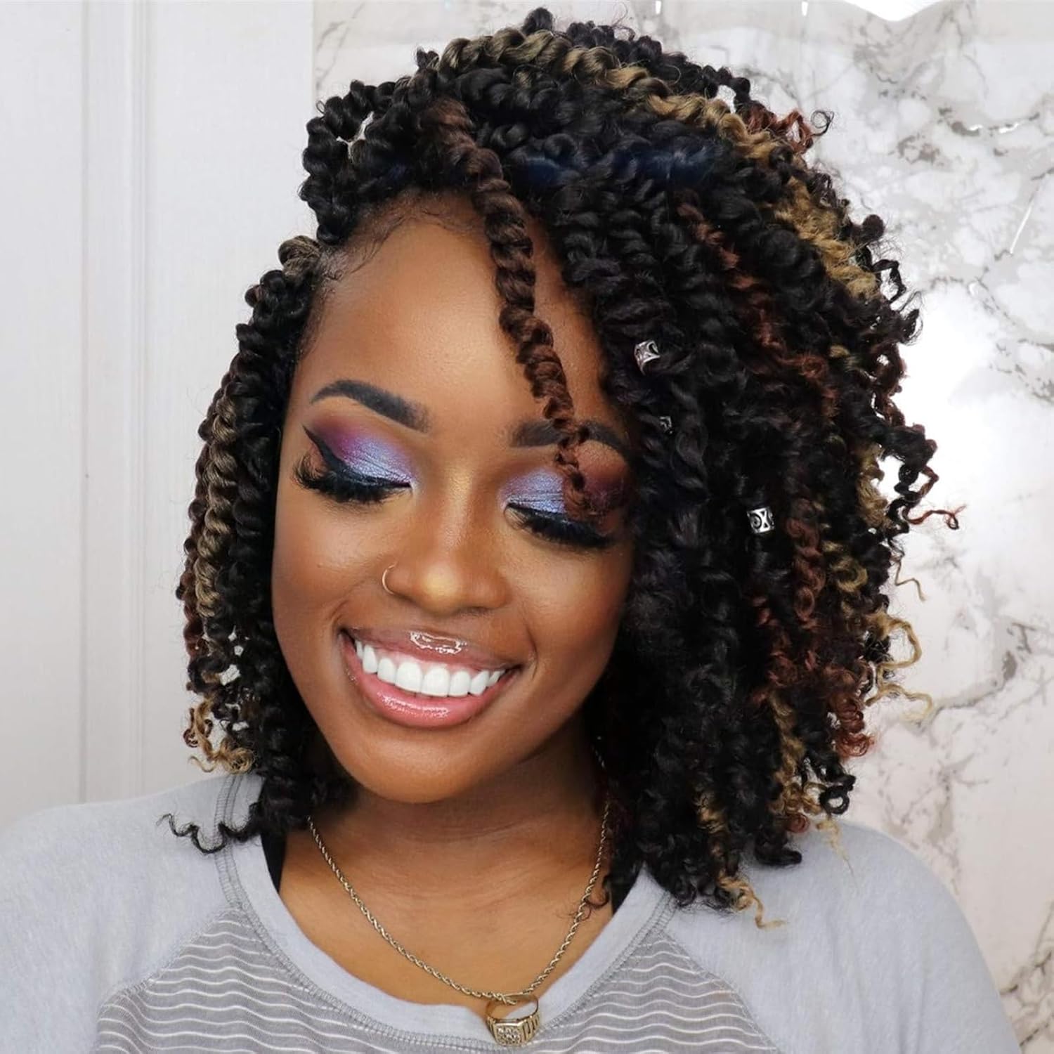 ToyoTress Tiana Passion Twist Hair – Paquetes combinados de 10 pulgadas (1B-6P+T27-1P-T30-1P), extensiones de cabello sintético pretrenzado
