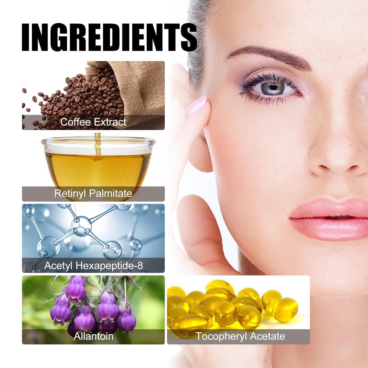 A. M. G Caffeine Eye Cream-A. M. G Caffeine Anti-Wrinkle Stay-Up Late Eye Cream, Blear97 Caffeine Eye Cream, Crema de ojos de botella marrón