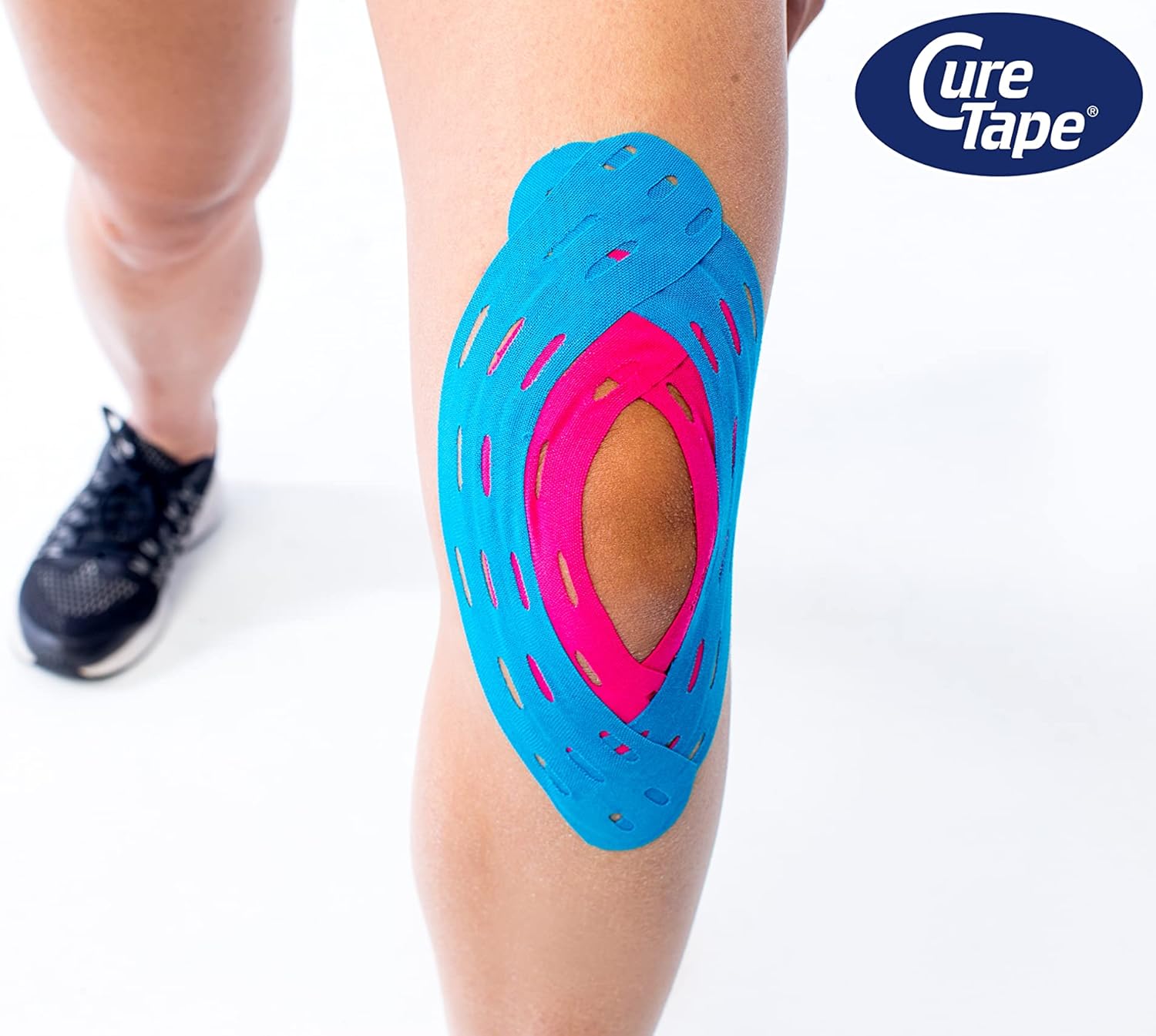 CureTape Cinta de kinesiología deportiva azul  Adhesión 30% más fuerte  Cinta K para condiciones extremas  Viscosa de secado rápido  Cinta muscular