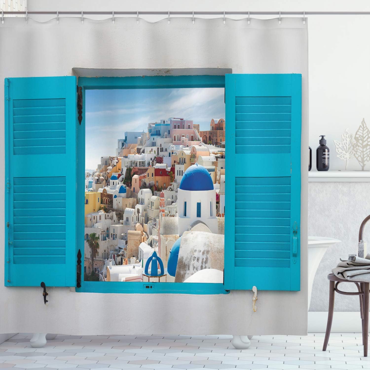 Ambesonne Home Decor Collection set de cortina de baño con ganchos.