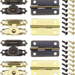 36 pestillos de cerrojo de bronce antiguo, mini bisagras con tornillos, mini cerrojos de armario, accesorios decorativos para caja de joyería, caja 36 pestillos de cerrojo de bronce antiguo, mini bisagras con tornillos, mini cerrojos de armario, accesorios decorativos para caja de joyería, caja