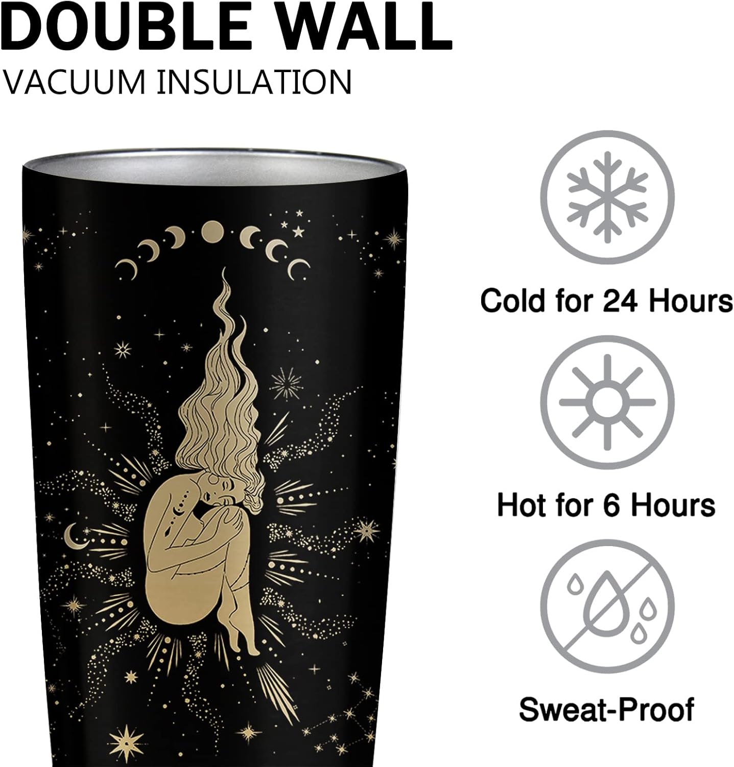 Regalos Virgo para mujer, vaso de Virgo, vaso del zodiaco de regalo Virgo, vaso de astrología de 20 onzas, regalo gótico de bruja, vaso de