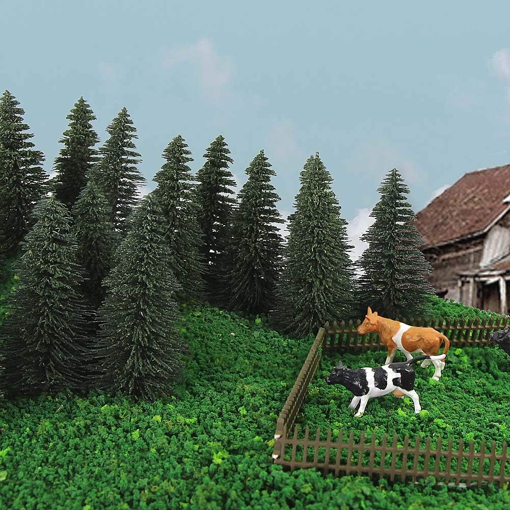 S0806 40 piezas de pino verde oscuro modelo árboles de cedro 2.72 pulgadas (2.717in) para modelo de ferrocarril escenario paisaje diseño HO escala
