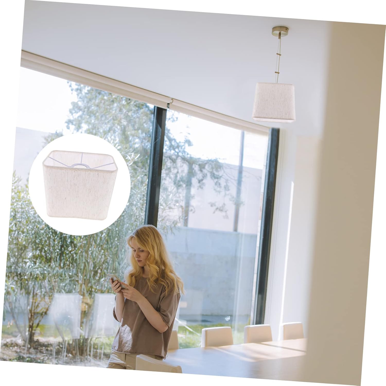 DOITOOL Lámpara de mesa, lámpara colgante, pantalla de mesa, pantalla para lámparas de pie, pantalla de lino, cubierta de luz de mesa, cubierta de