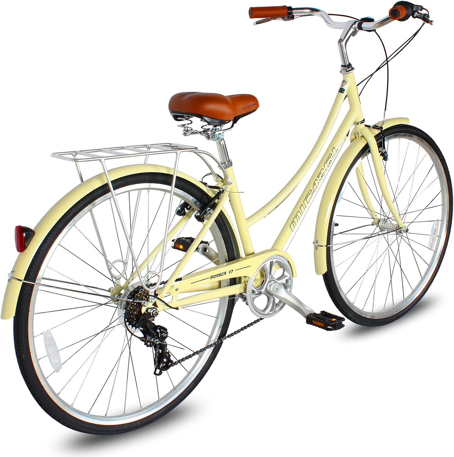 MICARGI Bicicleta híbrida de 2426 pulgadas para adultos, bicicleta híbrida de ciudad de 17 velocidades, marco de acero, bicicleta de viaje para