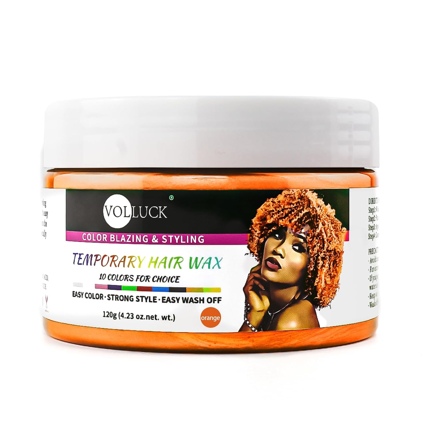 VOLLUCK Cera de color temporal para el cabello, tinte para el cabello, color naranja, para fiestas, cosplay, Halloween, Navidad, 4.23 onzas (naranja)