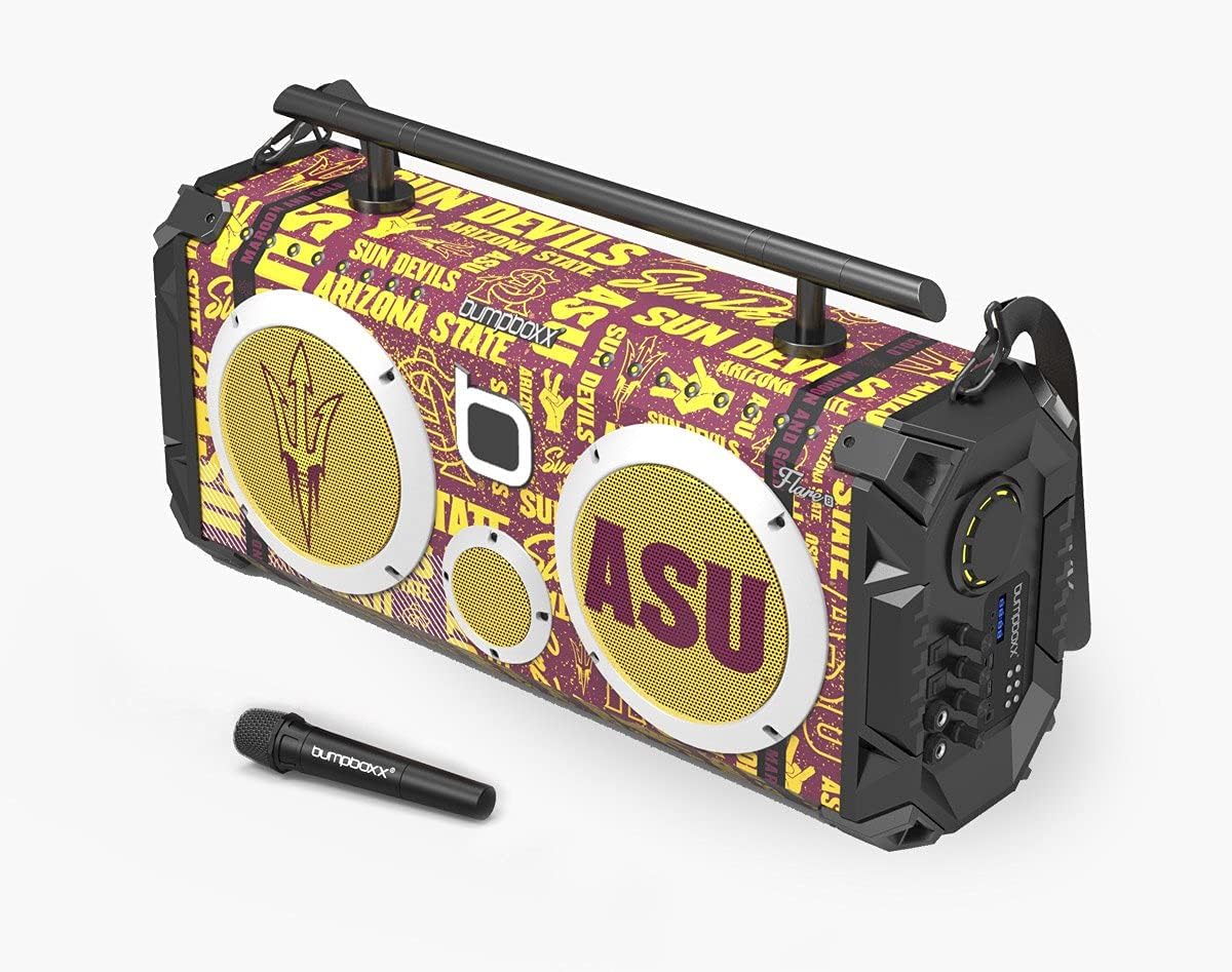 Bumpboxx Altavoz portátil Bluetooth Boombox Flare8 NCAA Arizona St  Boombox retro con altavoz Bluetooth  Batería de litio recargable  Incluye