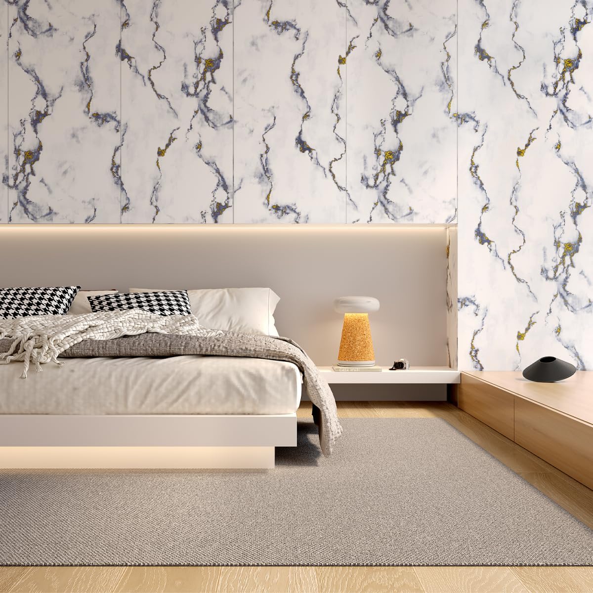 Papel de contacto de mármol gris texturizado autoadhesivo de PVC extraíble para baño, encimeras de cocina, armarios, muebles (17.7 x 78.7 pulgadas
