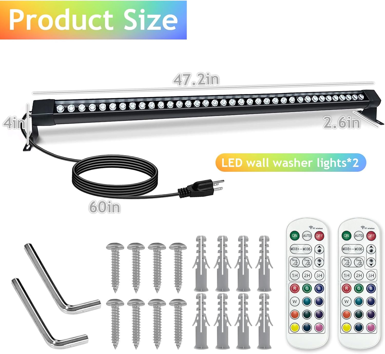Lámpara de pared para exteriores de 72 W, luces de Halloween para exteriores, barra de luces RGB de 5000 K regulables de 48 pulgadas, luz de pared