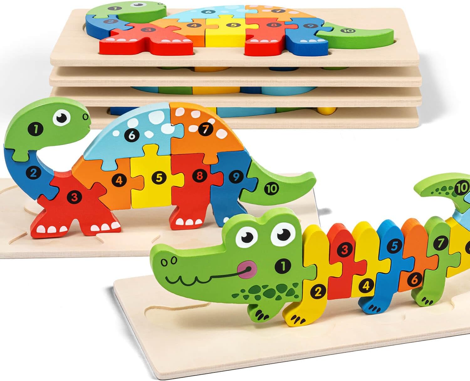 Rompecabezas de madera para niños pequeños, rompecabezas de animales preescolares, juguetes Montessori para niños de 1, 2, 3 años, juguetes