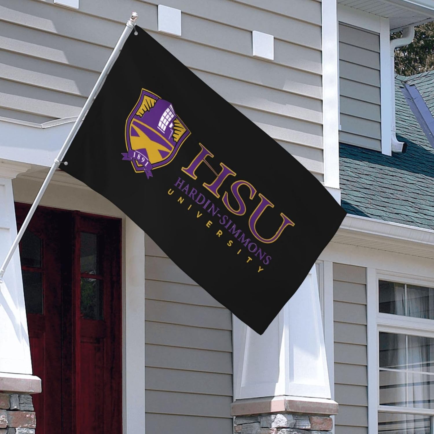 Hardin-Simmons – Bandera decorativa para exteriores con logotipo de la universidad, de 3 x 5 pies, bandera de jardín, bandera individual para