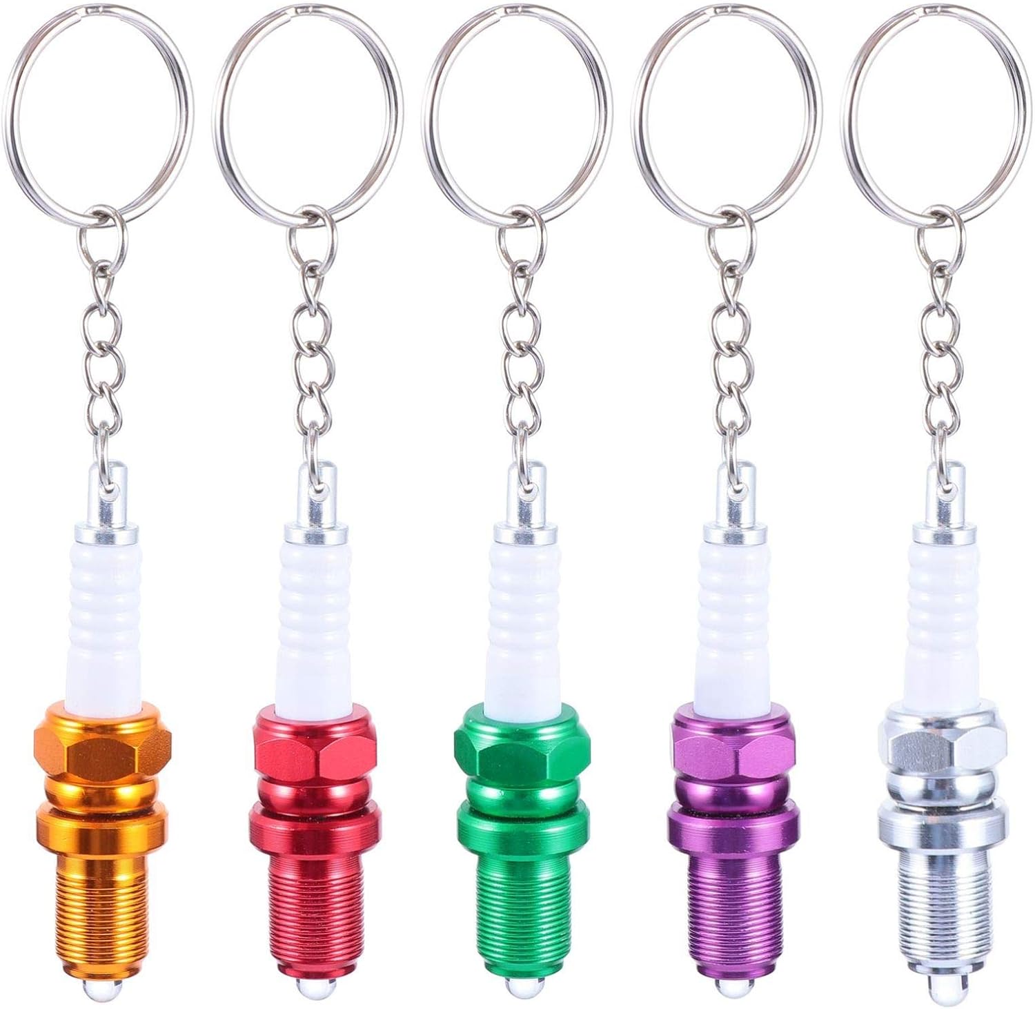 Garneck Llavero de bujía con luz LED iluminada 3D en miniatura, llavero para coche, bolso de mano, colgante para hombres y mujeres, 5 uds, Color