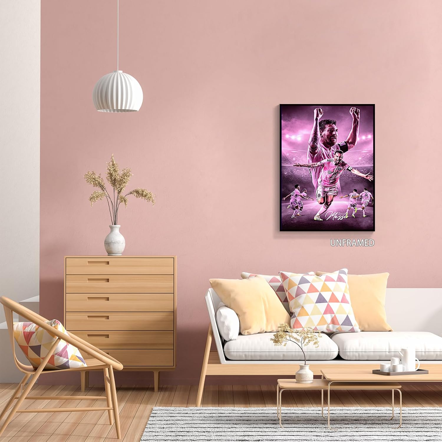GUANKE Lionel – Póster de Messi de la superestrella del fútbol, pósteres de Messi para decoración de dormitorio de niños, arte de pared en lienzo de