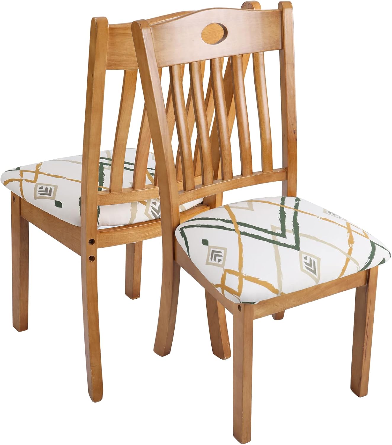 Fuloon Juego de 6 fundas elásticas para sillas de comedor, extraíbles y lavables, antipolvo, fundas protectoras para sillas de comedor (6, rayas