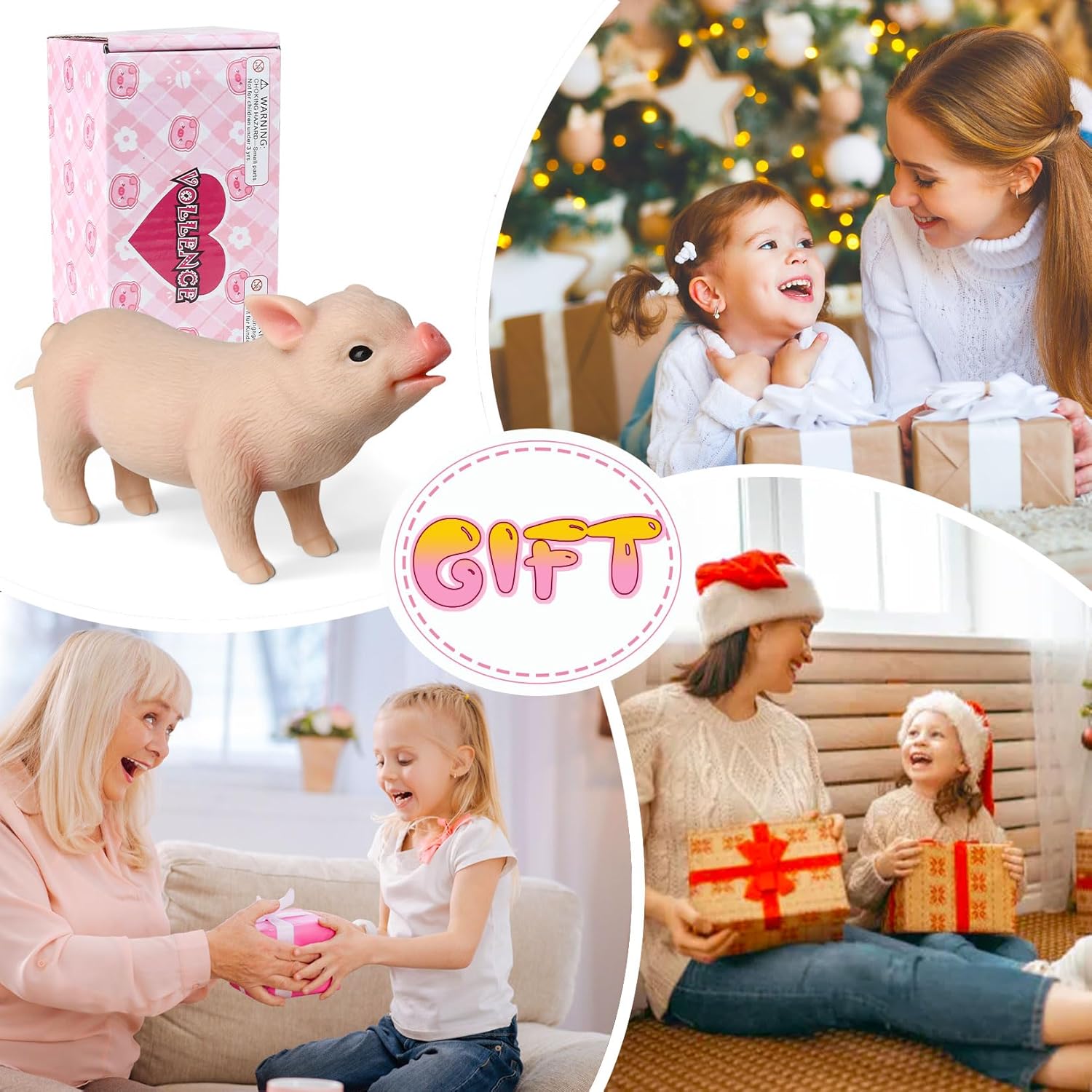 Vollence Mini cerdo de silicona de 5 pulgadas, muñecas de silicona para niños, cerdo de silicona de cuerpo completo, lindo juguete realista de cerdo