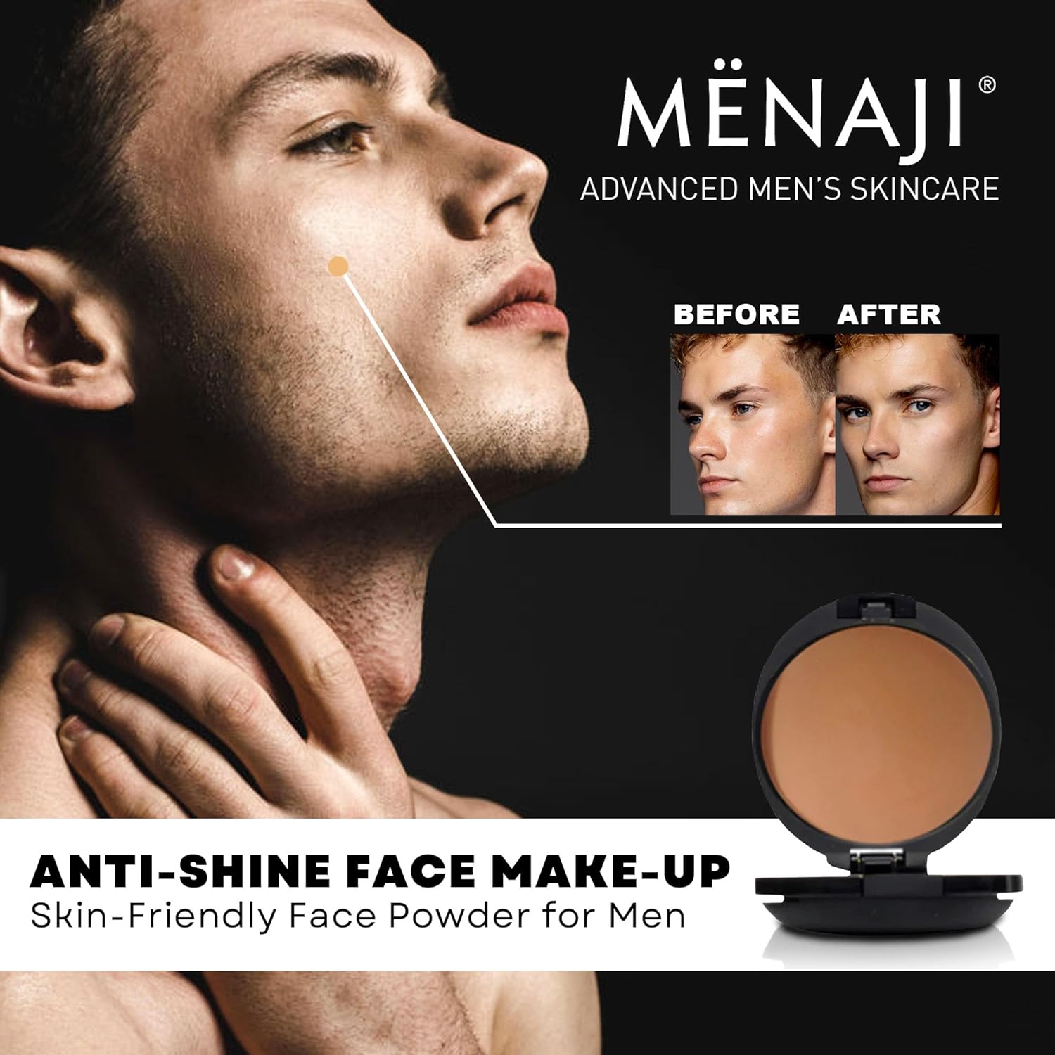 Menaji HDPV Polvo antibrillo (bronce)  Maquillaje facial antibrillo para hombres  Polvo facial de alta definición  Polvo facial agradable a la piel