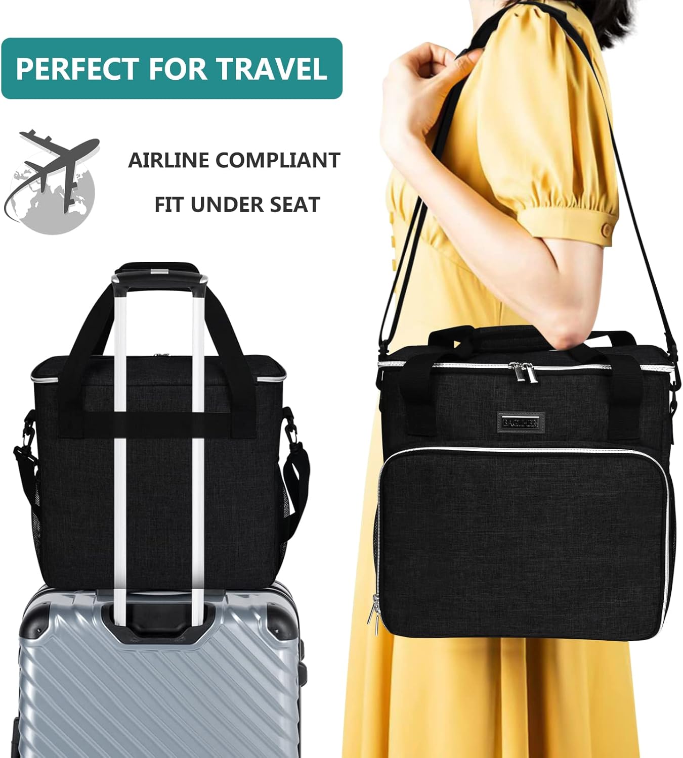 BAGLHER Bolsa de viaje para perros, bolsa de viaje para mascotas (todos los suministros de viaje para mascotas), con 2 recipientes de comida para