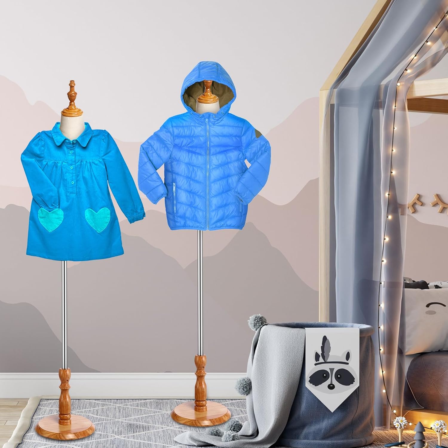 Geetery 2 piezas de vestido para niños, ropa ajustable para niños pequeños, maniquí infantil con base de madera para mostrador de ventana, estudio,