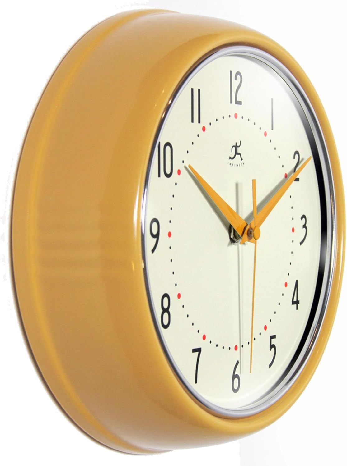 Infinity Instruments LTD. Reloj de pared retro de 12 pulgadas, silencioso, sin tictac, moderno, de mediados de siglo, para cocina, comedor,