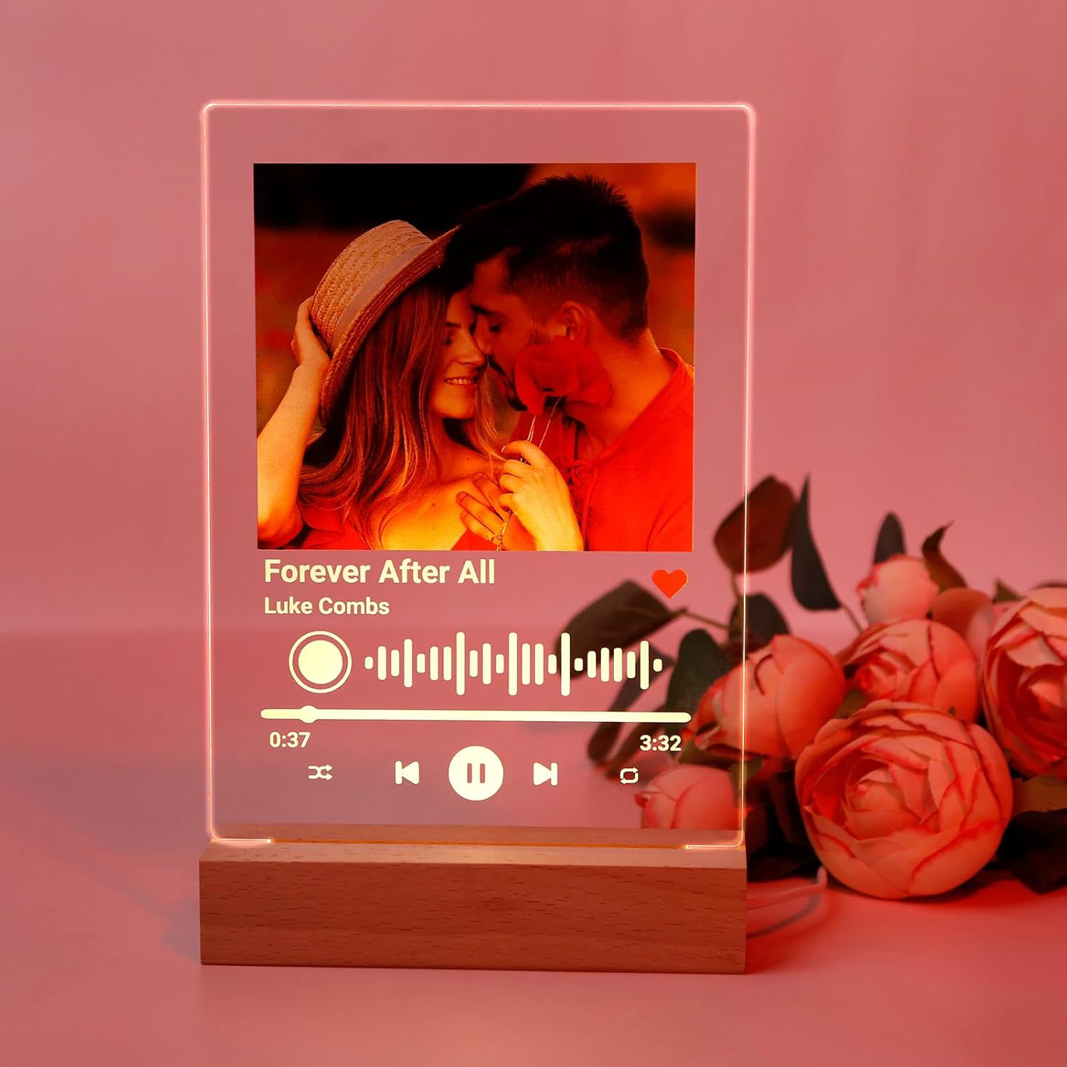 Canción acrílica personalizada con foto, canción favorita personalizada con álbum de fotos, marcos de fotos personalizados con placa de música