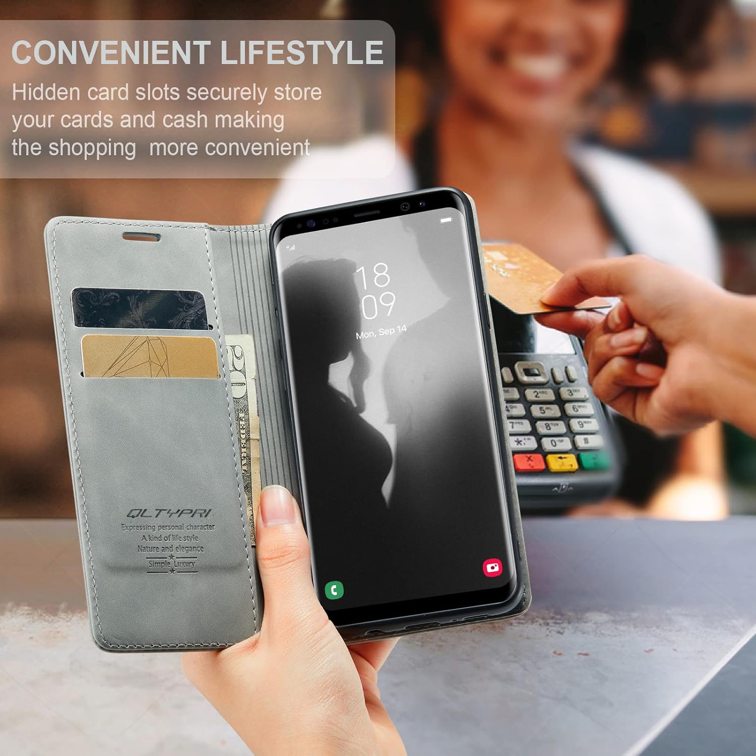 QLTYPRI Funda Para Samsung Galaxy S8 Plus, Vintage PU Cuero Billetera Caso Ranura Para Tarjeta Kickstand Cierre Magnético A Prueba De Golpes Flip
