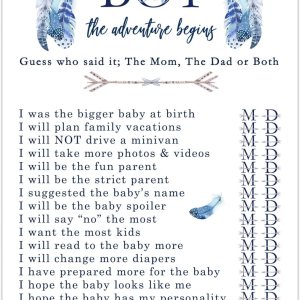 Paper Clever Party Adventure Begins Mommy o Daddy – Juego de 25 tarjetas de actividades de Adivina quién, recuerdos rústicos, cartulina estampada Paper Clever Party Adventure Begins Mommy o Daddy – Juego de 25 tarjetas de actividades de Adivina quién, recuerdos rústicos, cartulina estampada