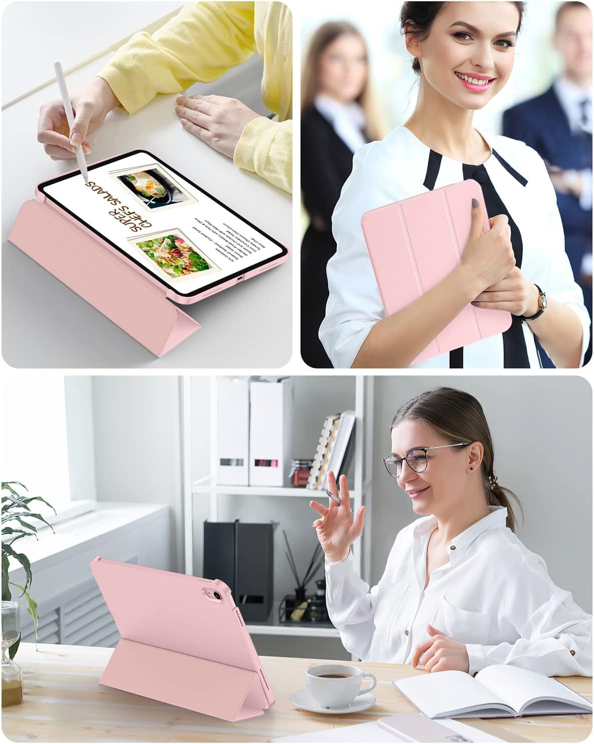 Soke Funda para iPad de 10.9 pulgadas (10.9 pulgadas, 2022)  Smart Cover Auto WakeSleep + Slim Trifold Stand, Carcasa Trasera Protectora Premium